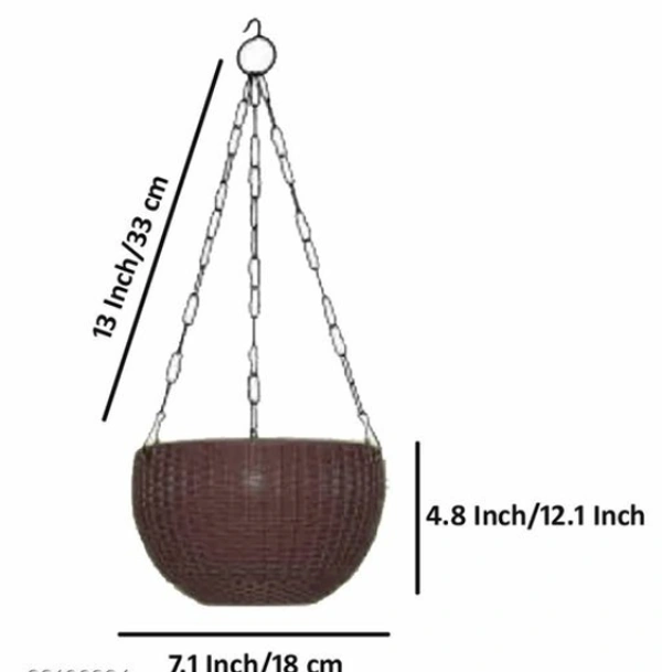  Multicolored  Rattan Woven  Plastic  Hanging Planters With Metal Hanging Chain (Flower Not included)Set of 4 - Free Size, Multicolor, Plastic, Pack of4